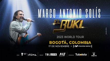 Regresa a Bogotá el poeta del siglo, Marco Antonio Solís con su gira 2023 World tour, bien conocido como “El Buki” palabra que en lengua yaqui, significa “niños”. ¡Este prolífico cantautor, talentoso artista y músico está hoy más activo que nunca! En su paso por Bogotá estará presente en el Movistar arena de Bogotá con 2 fechas totalmente vendidas 16 y 17 de noviembre.